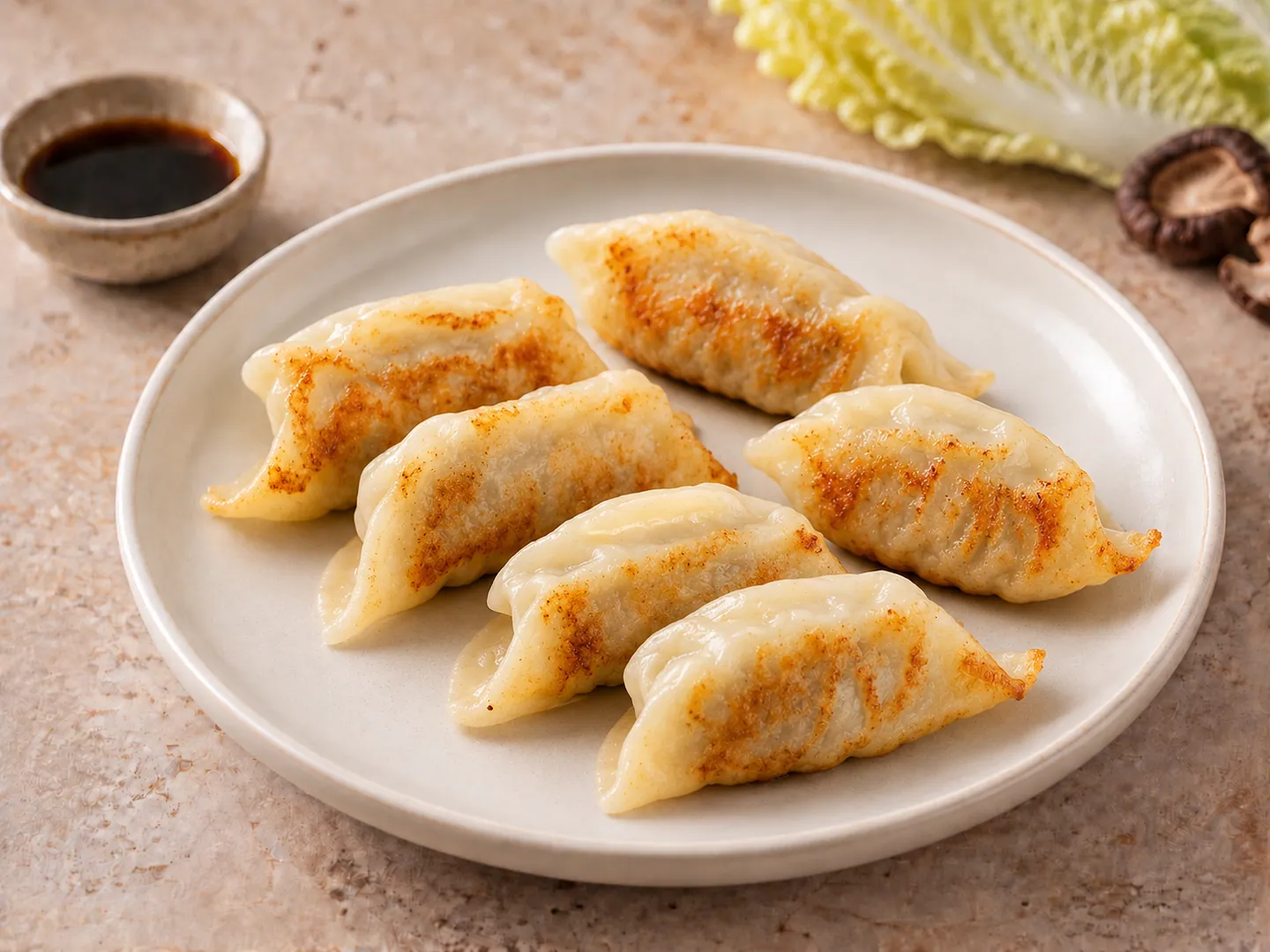 Gyoza de cerdo con col y setas chinas
