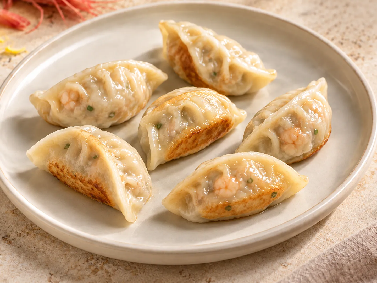 Gyoza de gambón y pollo