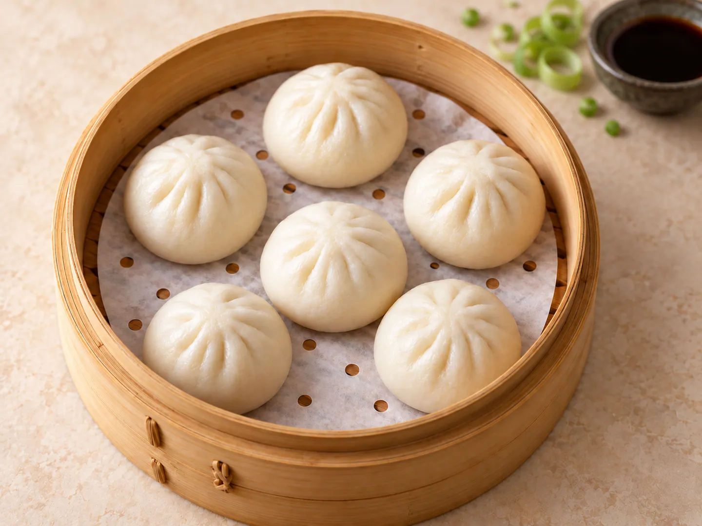 Mini pan bao de cerdo y cebolleta