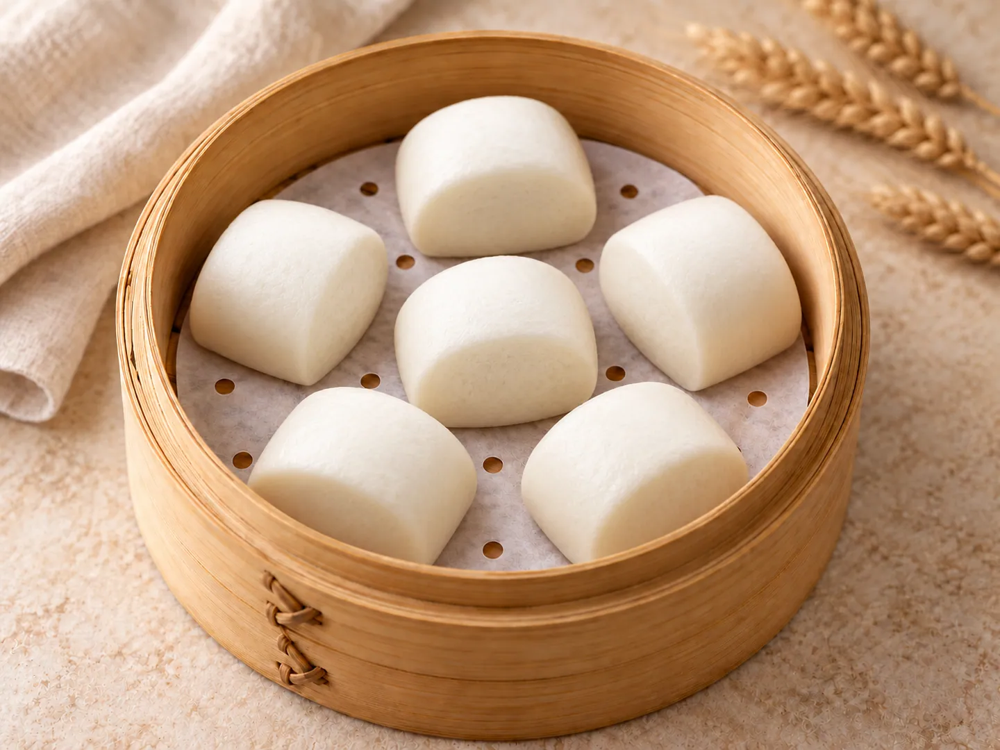 Mini pan bao blanco